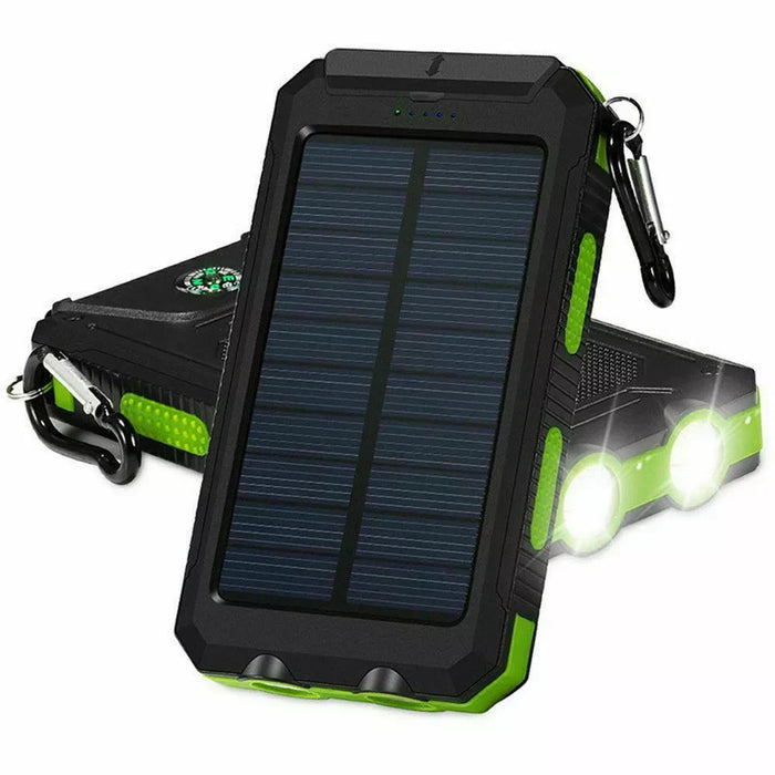Waterproof Solar Power Bank USB 10000mAh Battery Portable Charger For Mobile