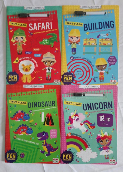 4 X Brand New Little Learners Kids Activity Wipe Clean Books