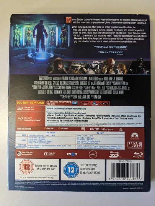 Iron Man 3 3D and 2D Blu-ray