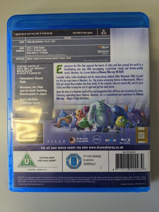 Monsters Inc Blu-ray