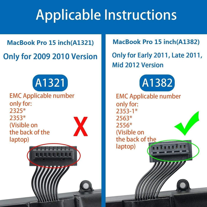 Replace OEM Apple MacBook Pro 15" Unibody A1286 2011-2012 A1382 Battery 77.5Wh