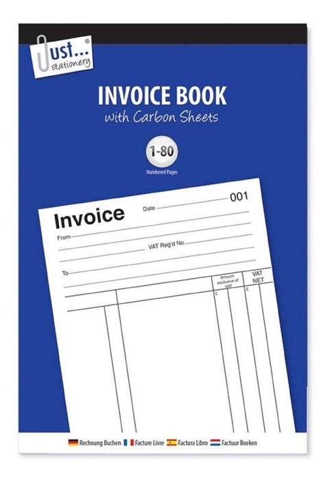 2x Full Size Invoice Book A5 Receipt Book Pad Carbon Sheets Numbered 80 Pages