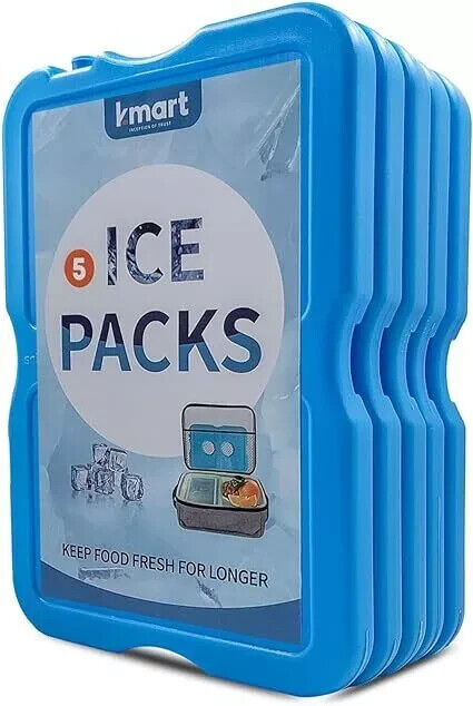 K-MART Ice Packs for cool box - Slim, Reusable & BPA-Free Freezer Blocks 5 pcs