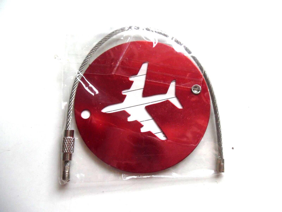 suitcase flight tag red 6cm dia