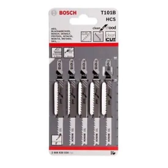 Bosch T101B Jigsaw blades 5 wood cutting 2608630030 SOFT & HARDWOOD VAT RECEIPT