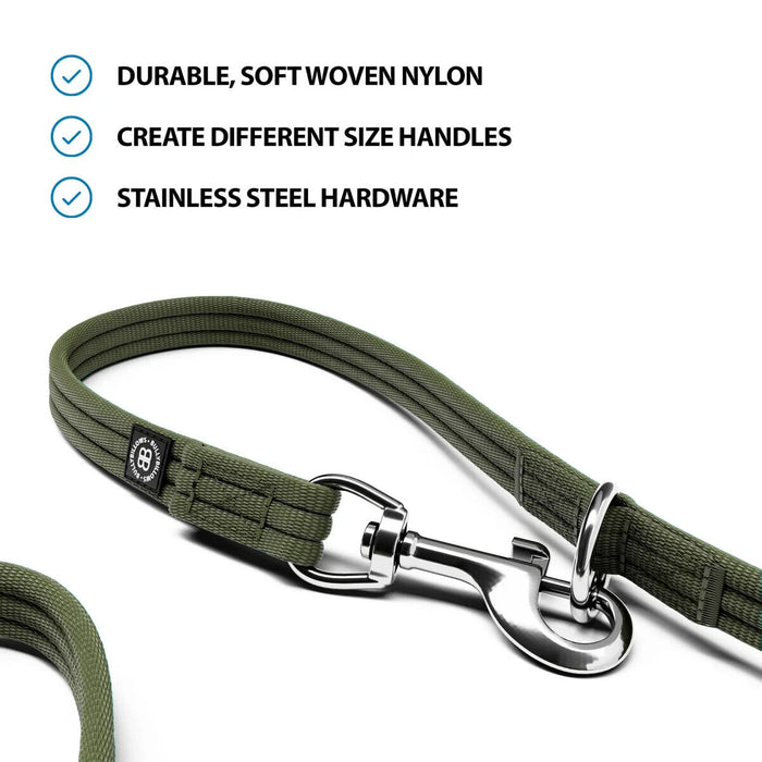 Bully Billows Double Ended Training Lead All Breeds Durable & Soft 2m Lead Khaki