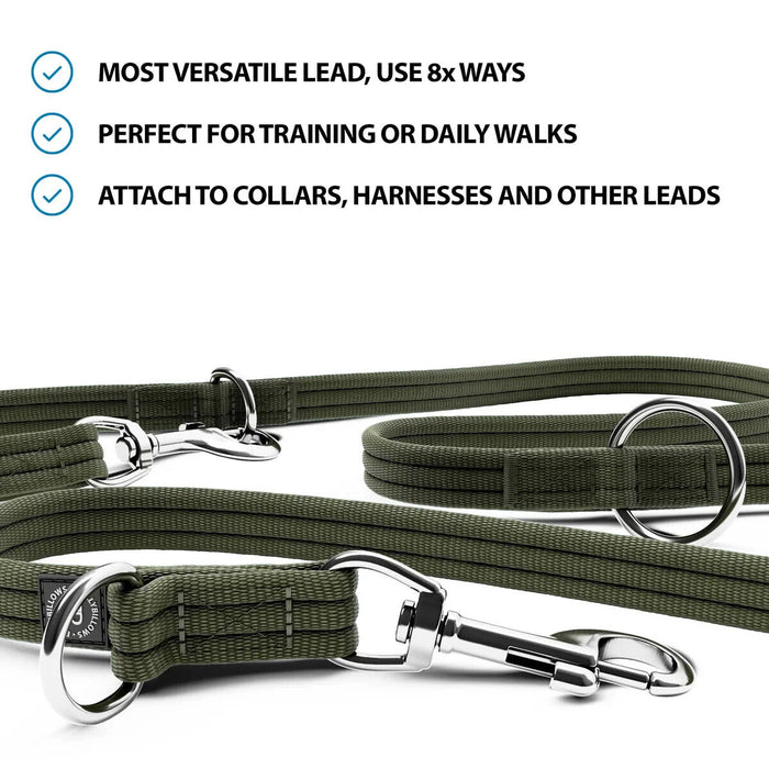 Bully Billows Double Ended Training Lead All Breeds Durable & Soft 2m Lead Khaki