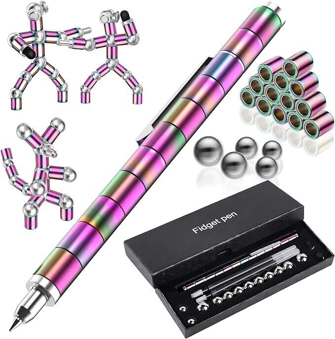 Magnetic Fidget Toy Decompression Magnetic Metal Ballpoint Pen (Multicolor)