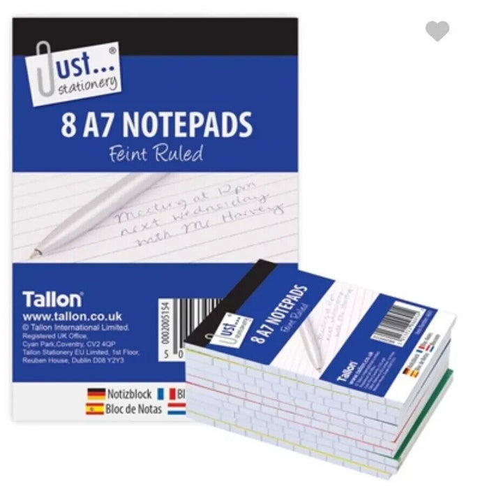 8 x A7 Notebooks Lined Paper - Small Easy Notepads Lined Paper Writing Jotter