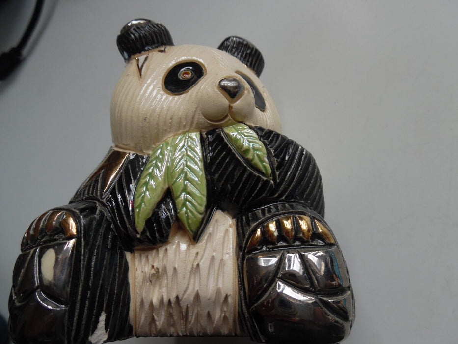 De Rosa Rinconada Handmade Ceramic Gold Trim Adorable PANDA Figurine, Uruguay