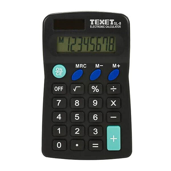 Texet Pocket 8 Digit Dual Powered Calculator NEW