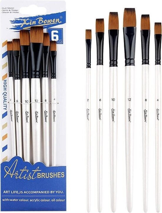 Brushes - Set of 6 pieces - Brushes - Paints - Painting - Oil and Acrylic Paint