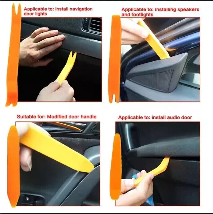 4 PIECE CAR TRIM REMOVAL TOOL KIT PANEL DOOR PRY DASH INTERIOR CLIP SET PLASTIC