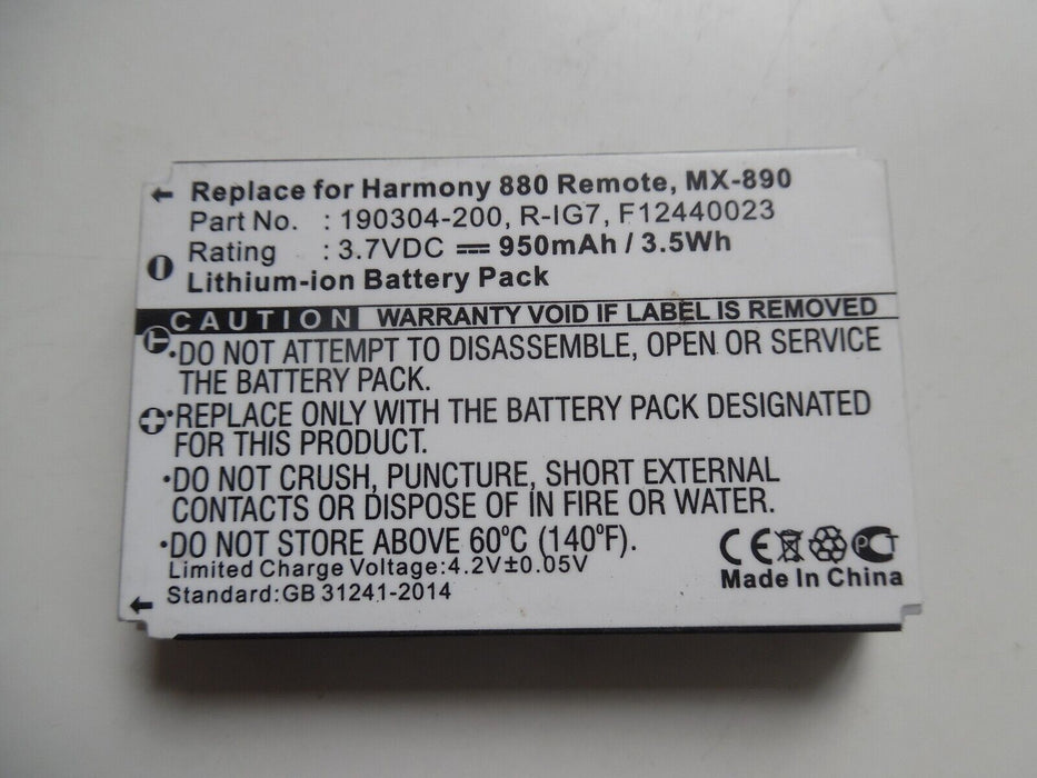 harmony 880 remote MX890 battery 950mAh