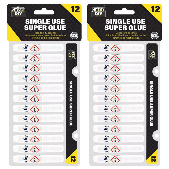 24pk Super Glue Extra Strong Bond | Premium Adhesive Plastic Rubber Leather Wood