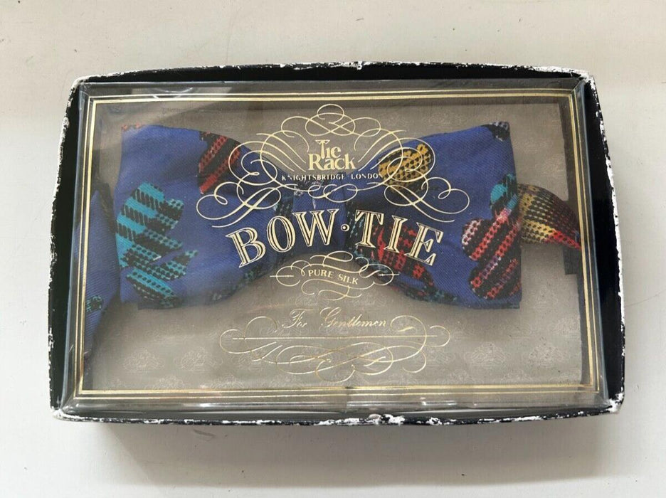 VINTAGE BOXED Blue TIE RACK bow tie  Silk