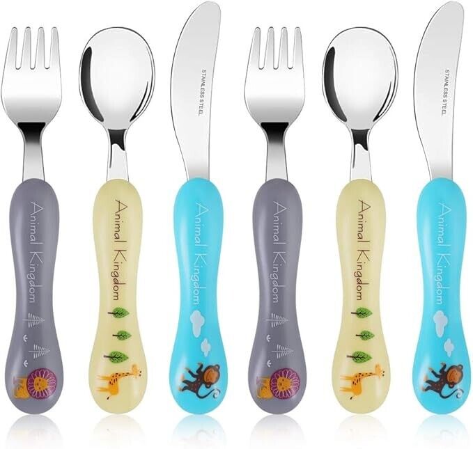 Lehoo Castle Toddler Cutlery, 6 pcs Children's Cutlery Set Stainless Steel, Kids