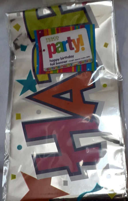 5 x Tesco Happy Birthday Foil Banner 12ft Each