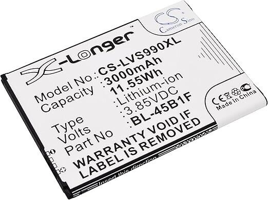 CS-LVS990XL Battery 3000mAh compatible with [LG] F600, F720S, G Stylo 2 Plus, H9