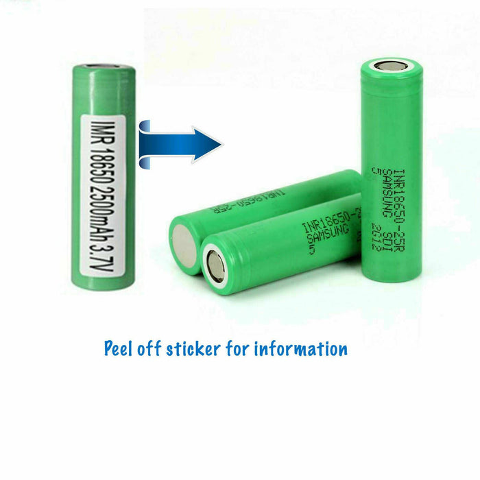 Samsung 25R INR 2500mah Battery Rechargeable Battery Flat Top For Vaping Mods
