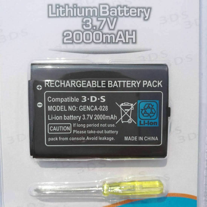 Replacement Rechargeable Battery for Nintendo 3DS  2DS 2000mAh Plus driver