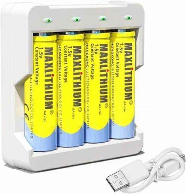 MaxLithium AA Charger with 4 x AA Rechargeable Batteries inside