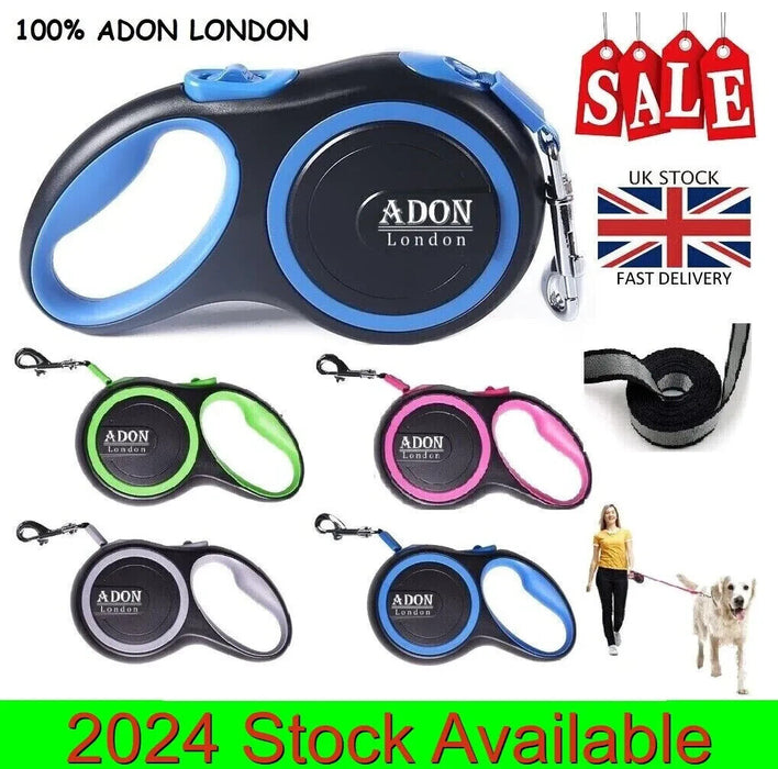 Adon London 8m Retractable Dog Leash Black/Blue