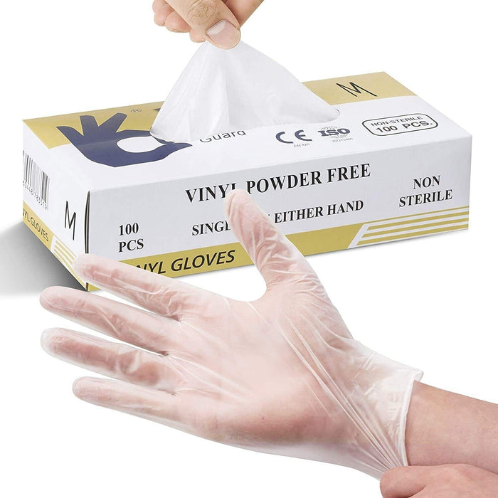 Multi-Purpose Vinyl Gloves, Powder Free, Disposable, Extra Strong Box of 100