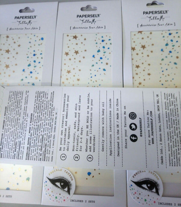 4 Packs of Paperself Temporary Tattoos