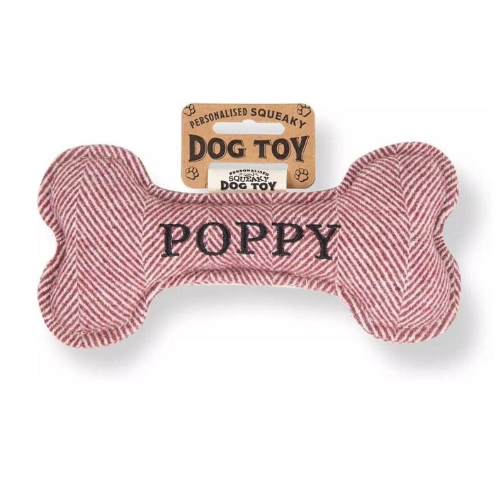 Dog Squeaky Toy Medium Soft Puppy Bone Chew Name Poppy