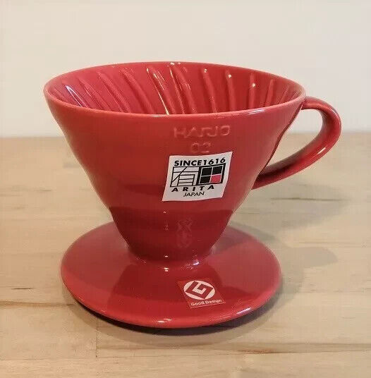 Hario V60 Dripper Ceramic 02 - red Japanese dripper measuring spoon.