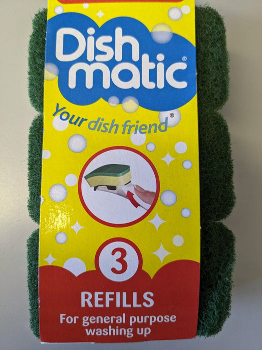 Dishmatic Washing Liquid Handle and Pack Of 3 Green General Purpose Refills