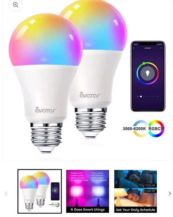 WiFi Smart Bulb E27 Screw, Avatar Controls Music Sync Alexa LED Light Bulbs