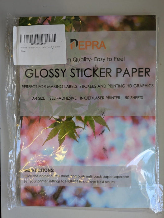 PEPRA Sticker Paper Printer A4 Self Adhesive Label  for Photos 50 sheet