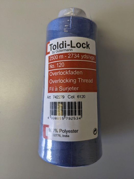 Gutermann Thread 2500m Toldi-Lock Sewing Machine & Overlocker Col. 6120 x3