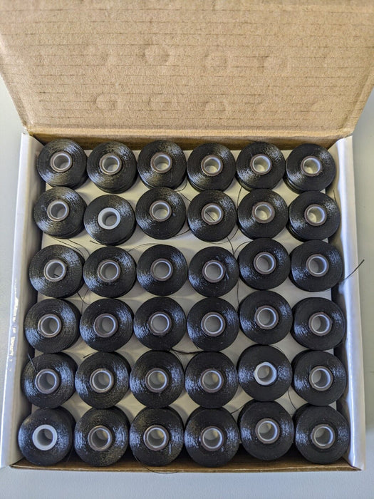 Pre-Wound Bobbins BLACK 100% Polyester 144 Bobbins in box