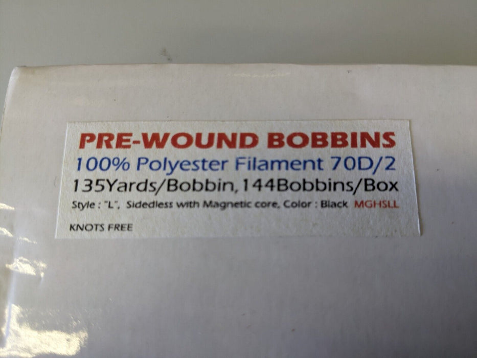 Pre-Wound Bobbins BLACK 100% Polyester 144 Bobbins in box