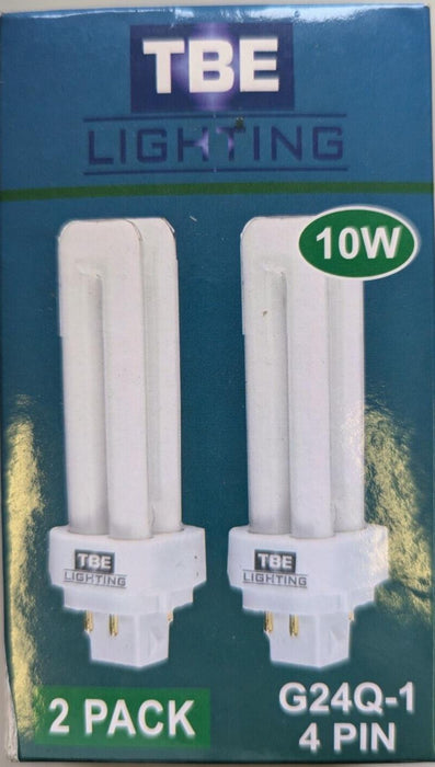 TBE LIGHTING 10w G24Q-1 4-Pin CFL Lamp - Pack of 2 Units - Cool White 4000K, 125