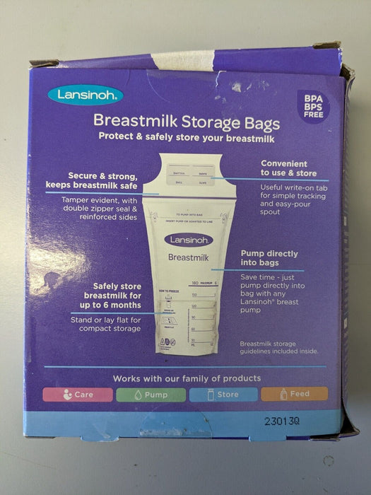 Lansinoh 25 Breast Milk Storage Bags Pouches for Fridge or Freezer