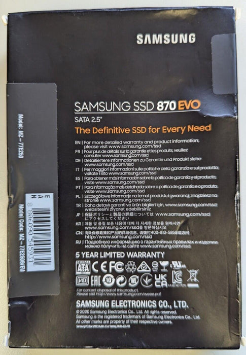 Samsung 870 EVO SSD 250GB | SATA3 2.5" Internal Drive | Fast