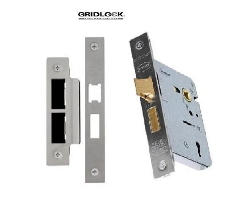 3 LEVER MORTICE SASH DOOR LOCK 2.5 INCH Chrome Finish Fire Rated