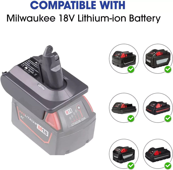 Replacement for Dyson V6 Battery MIL18V6 Adapter for Milwaukee M18 18V Battery