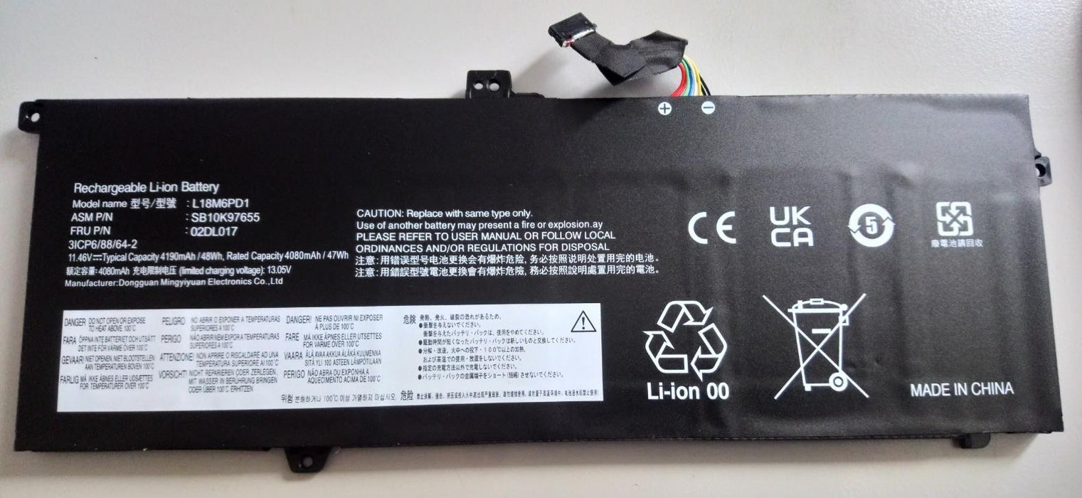 Replacement Battery L18M6PD1 for ThinkPad x390 x395 X13 (4080mAh)