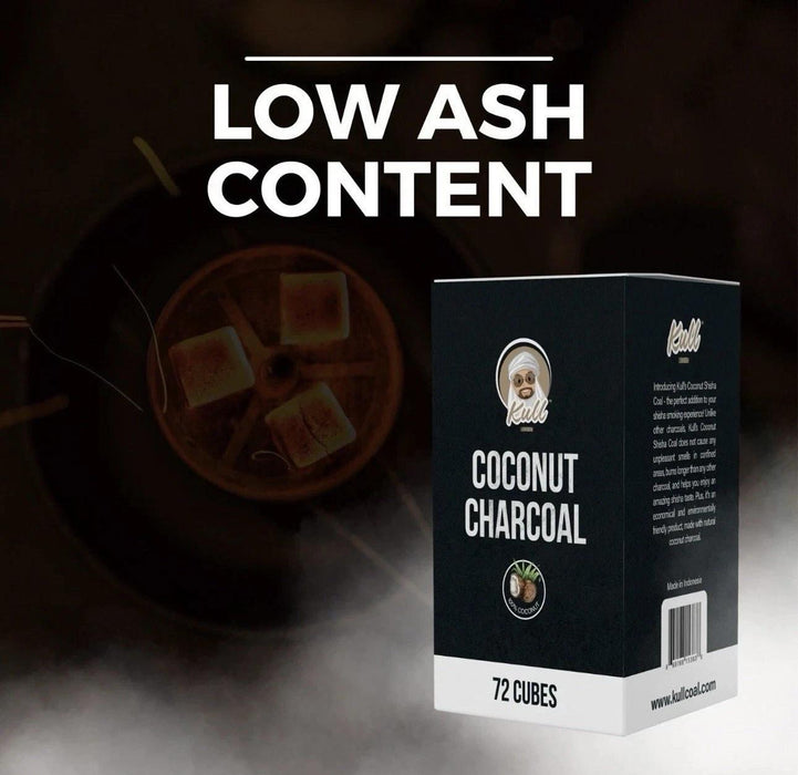 Kull Shisha Coal - 1kg - 25mm Cubes Coconut Charcoal - 72 Pieces Charcoal Hookah