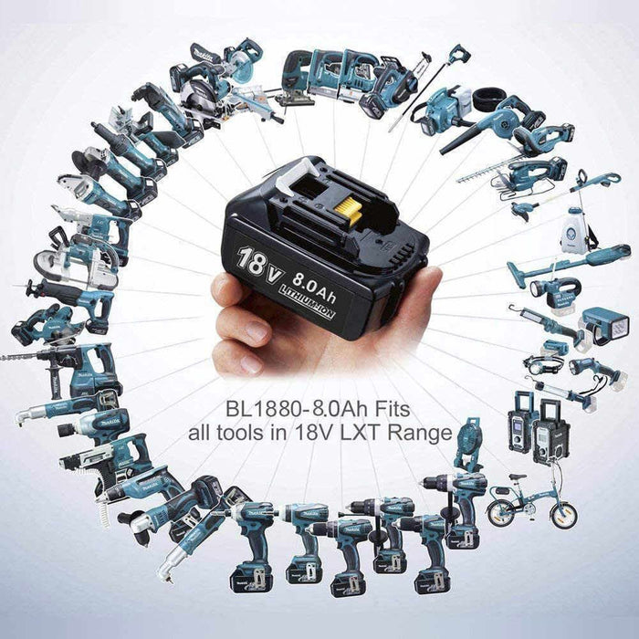 Rechargeable Battery Replacement Batteries 18V 8.0Ah Lithium ion for Makita -LED
