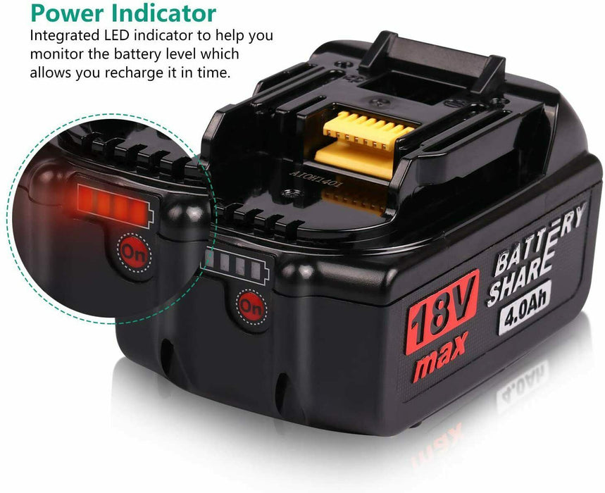 Enegitech 18V 4.0Ah Rechargeable Battery Lithium-ion ETB1840B with LED Indicator