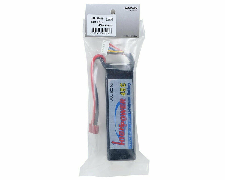 Align 6S High Power LiPo 45C Battery Pack (22.2V/1450mAh) w/T-Style Connector