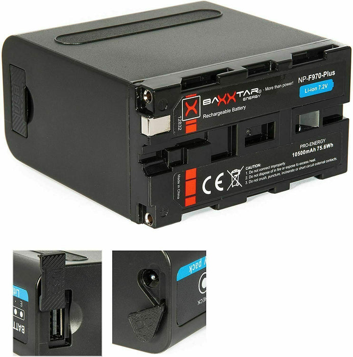 Baxxtar PRO - PLUS Battery for Sony NP-F970 - Black Series