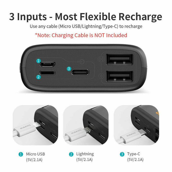 Charger Battery External For Mobile, ROMOSS Ares 20 20000mAh Portable Charger