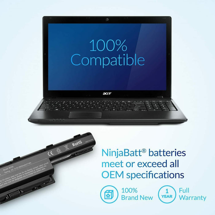 NinjaBatt 9 Cell Battery for Acer AS10D31 AS10D51 AS10D81 AS10D75 AS10D41 AS10D7
